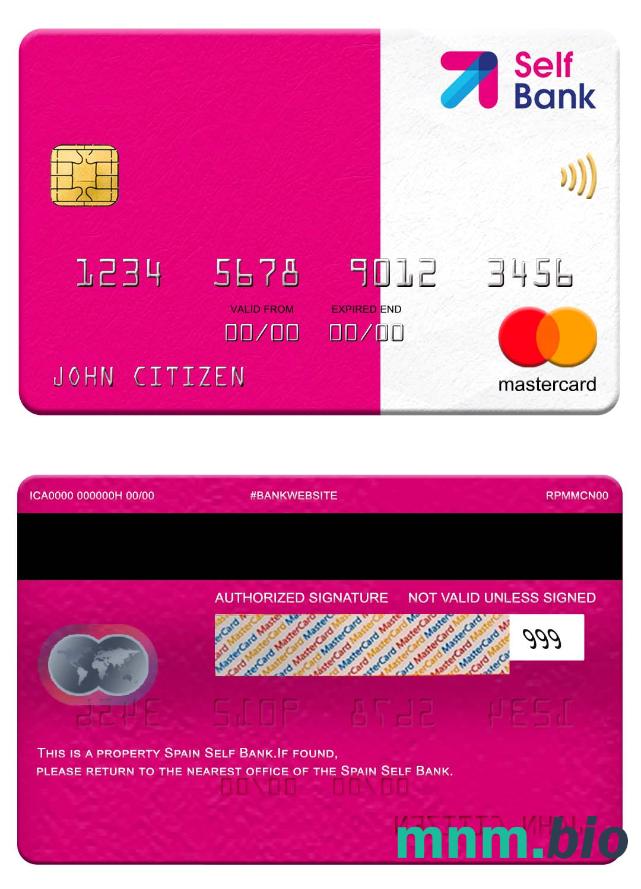Spain Self Bank przykład karty mastercard w formacie PSD